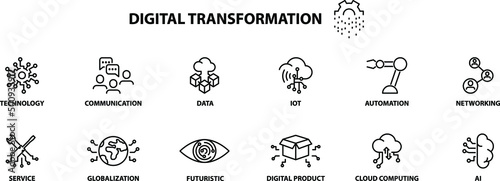 Digital Transformation icons, vector
