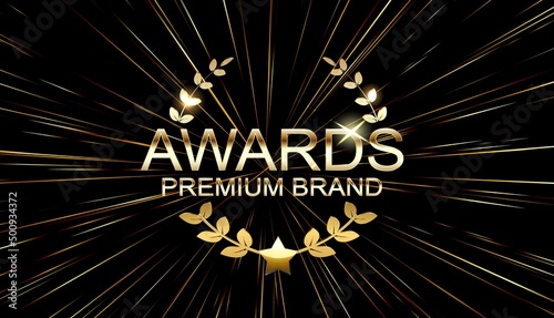 Award nomination with laurel wreath and falling confetti.