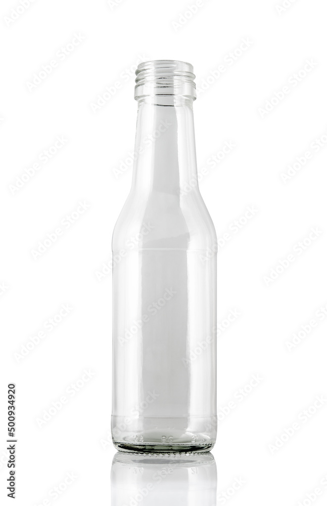 Clear Glass Bottle isolated on white background Suitable for Mockup creative graphic design.,   clipping path