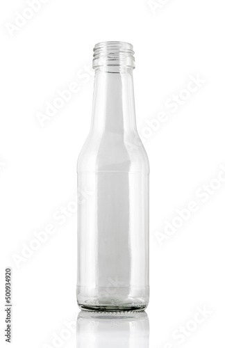 Clear Glass Bottle isolated on white background Suitable for Mockup creative graphic design.,   clipping path