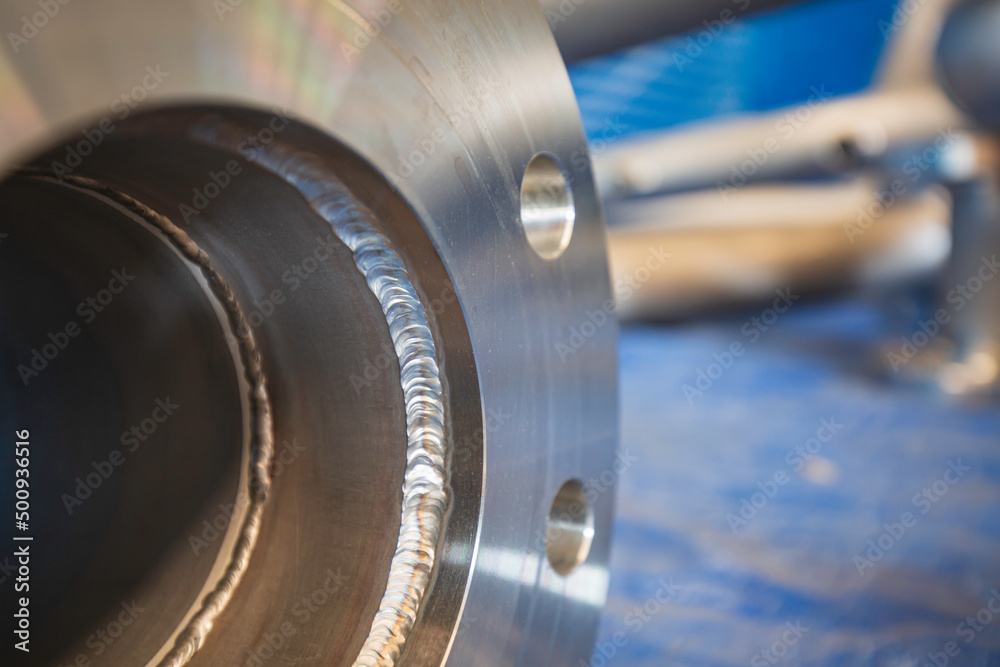 Stainless steel piping flange valve component GTAW TIG welded joint Stainless steel piping flange valve component GTAW TIG welded joint