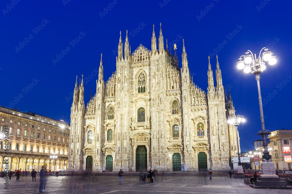 Milan Cathedral Duomo di Milano church travel traveling holidays vacation town at twilight in Italy