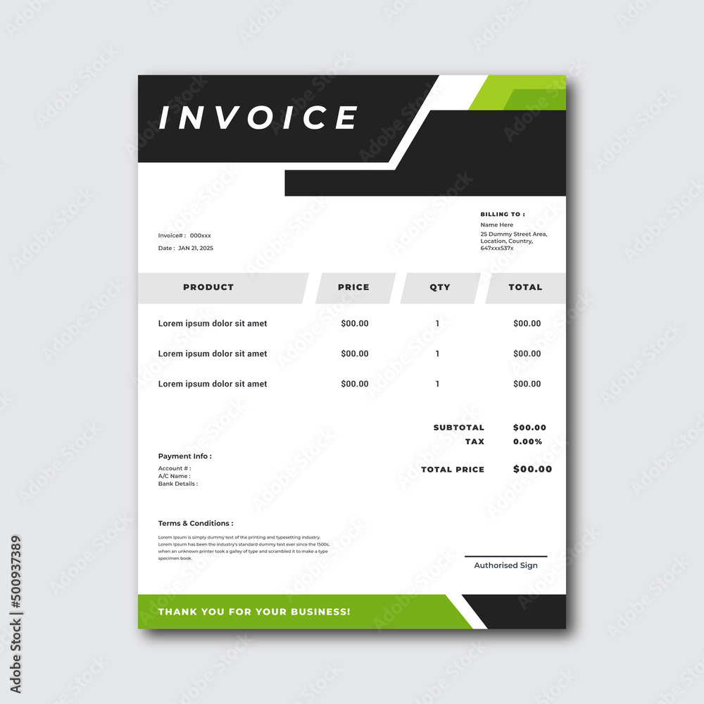 Minimal Corporate Business Invoice Design Template.
Design For Invoice, Letterhead, Order form, Receipt, Proforma. Business Stationery Design. Minimal Corporate Business Invoice Design Template.
Design For Invoice, Letterhead, Order form, Receipt, Proforma. Business Stationery Design.
