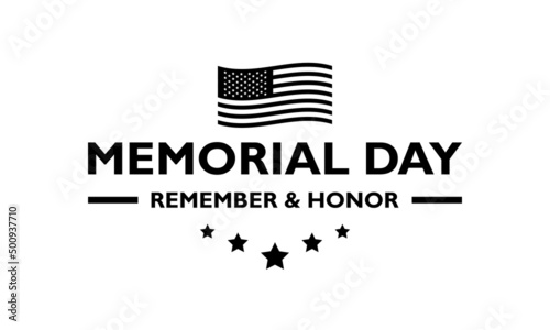 USA Memorial Day logo black on a transparent background. Stock vector. EPS10