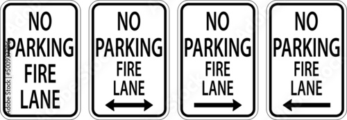 No Parking Fire Lane Sign On White Background