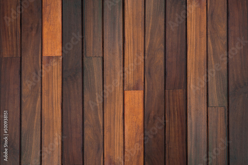 Fototapeta Naklejka Na Ścianę i Meble -  Dark wood wall texture with natural pattern for background. brown wooden planks background
