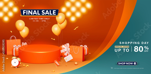 Final sale banner and podium template design for web or social media.