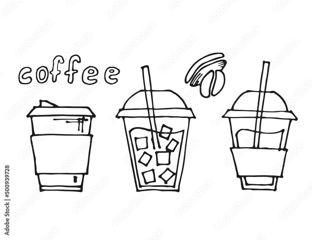 Large set of hand drawn coffee doodles: drinks, desserts, beans and other related objects. Vector sketch illustration. Large set of hand drawn coffee doodles: drinks, desserts, beans and other related objects. Vector sketch illustration.