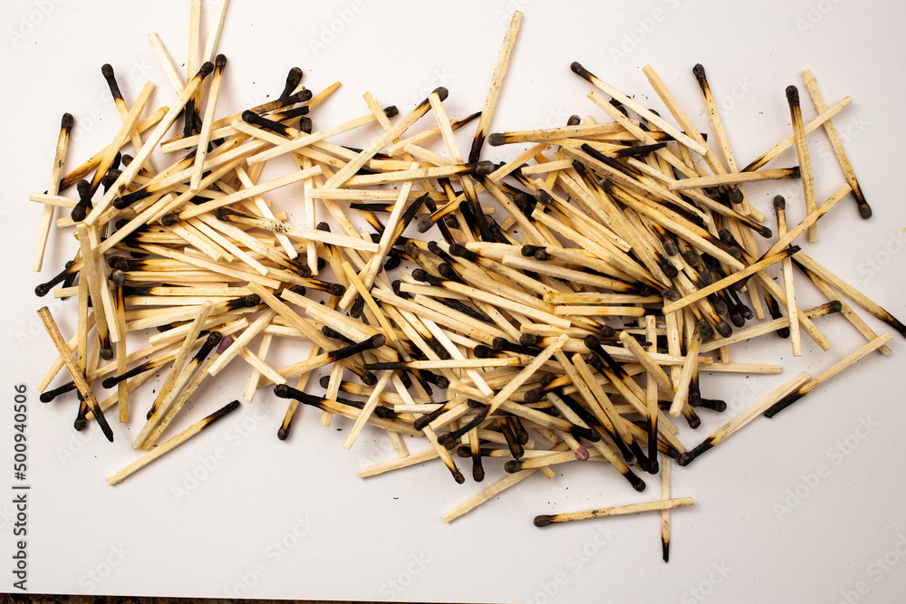 Wooden matches on a white background