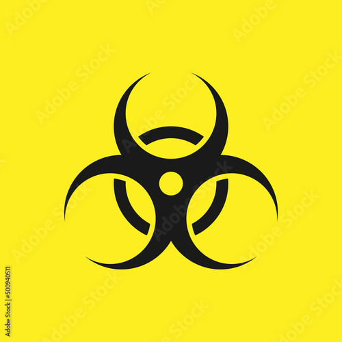 Biohazard symbol logo on yellow background. Vector EPS 10