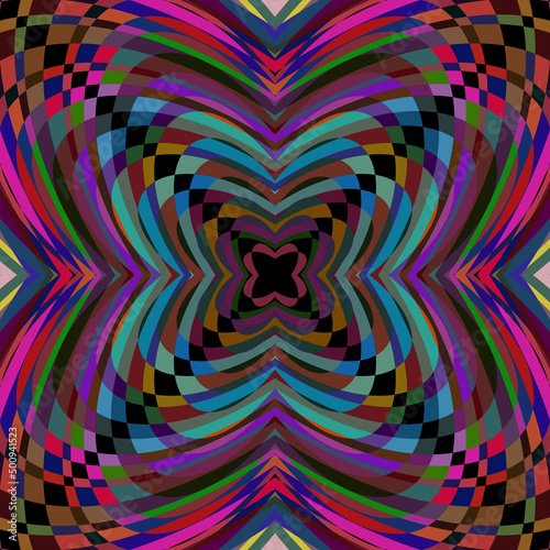 Bright color pattern in the style of hippies .3d.