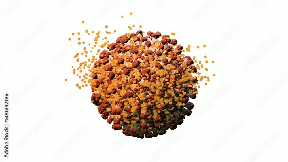 Covid-19. Coronavirus Sars Cov 2 virus cell on white background. 4K video animation 3d render illustration.