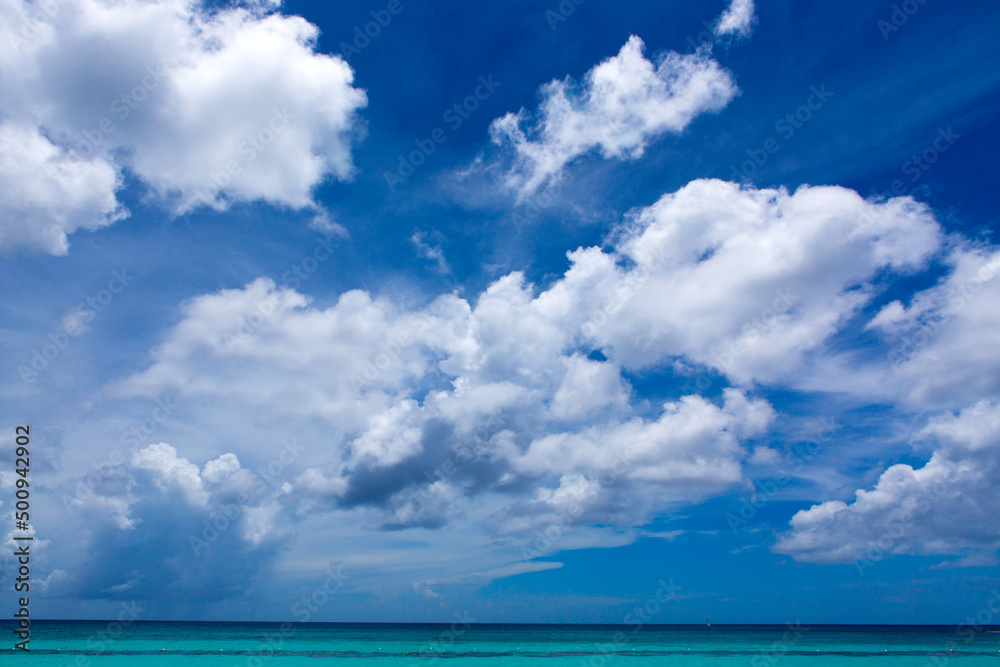 Beautiful caribbean sea and blue sky .Summer ocean landscape as background.