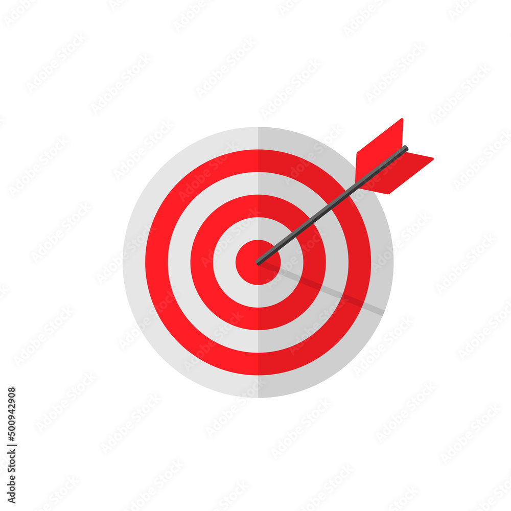 Target with an arrow hit the bull's eye in a flat. Perfect hit. Vector EPS 10 Target with an arrow hit the bull's eye in a flat. Perfect hit. Vector EPS 10