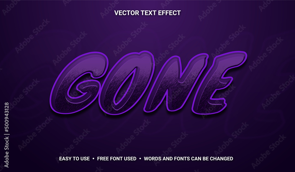 Gone Editable Vector Text Effect. Gone Editable Vector Text Effect.