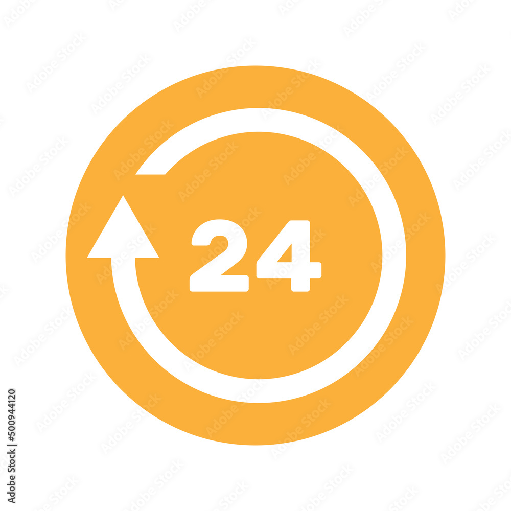24 hours watch with arrow. Minimal icon style 24 hours watch with arrow. Minimal icon style