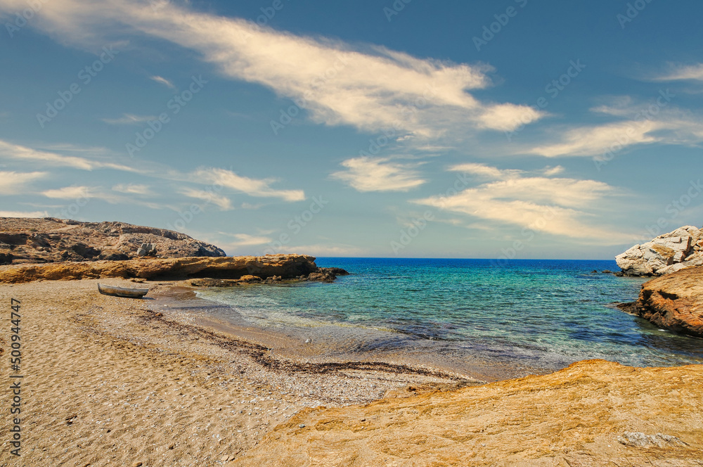 Koumbara beach in Ios island, Greece