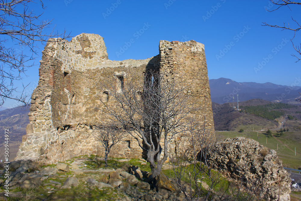 The Ruined Tower near Monastery of Jvari in Georgia