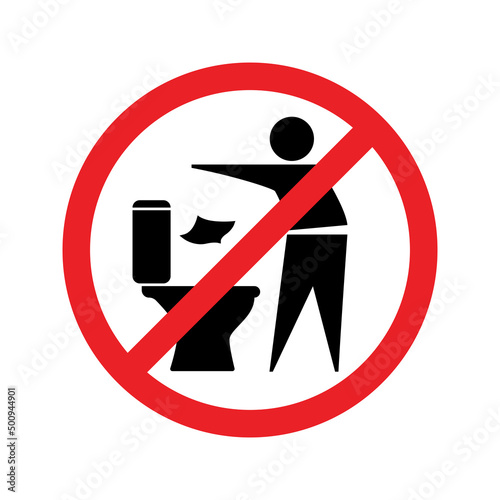 Sign Do not throw trash in the toilet. Vector