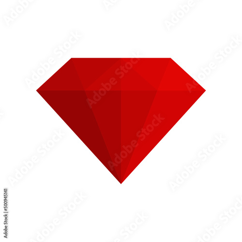 Diamond red vector icon. Ruby flat sign