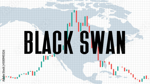 abstract background of Black Swans event stock market on white background