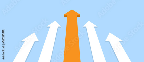 Up arrows on a blue background. Career and financial growth. Vector illustration EPS 10