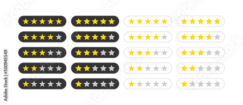 Rating rank review star icon set in different forms. Vector EPS 10