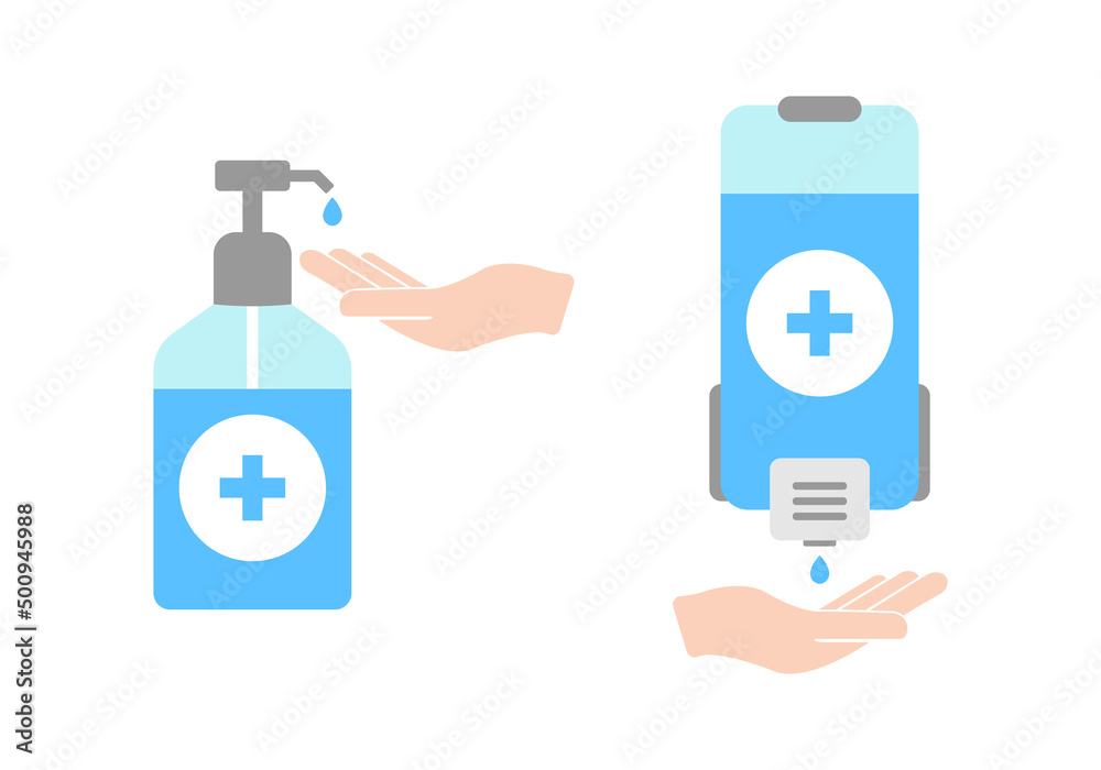 Hand sanitizer use for disinfection. Vector illustration EPS 10 Hand sanitizer use for disinfection. Vector illustration EPS 10