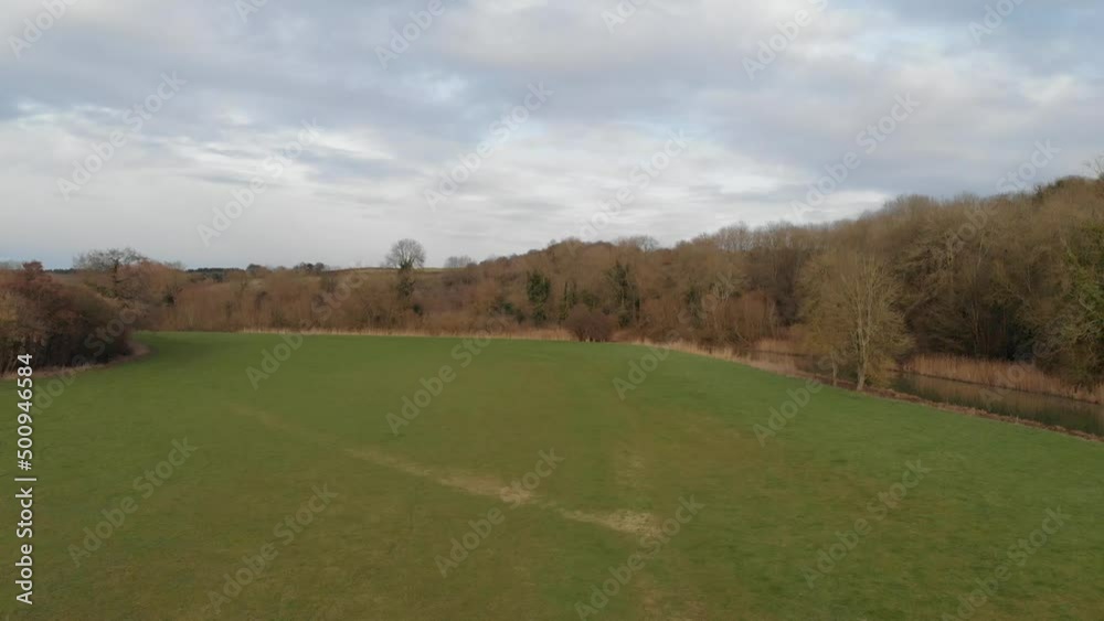 flying towards the Cherwell rive in Winter. Oxfordshire, UK flying towards the Cherwell rive in Winter. Oxfordshire, UK