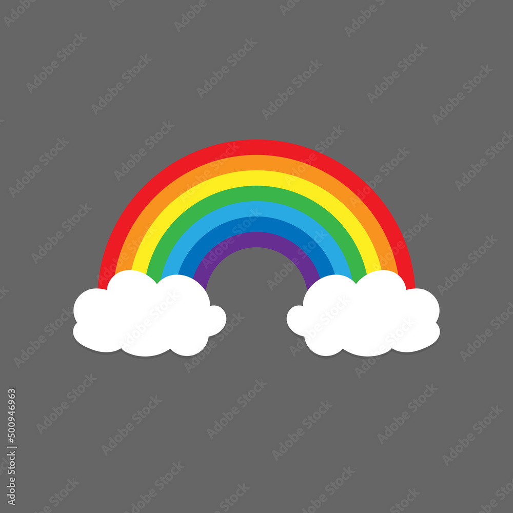 Rainbow symbol icon with clouds isolated on gray background. Vector EPS 10 Rainbow symbol icon with clouds isolated on gray background. Vector EPS 10