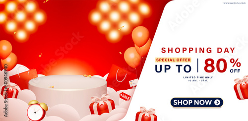 Shopping day Sale banner template design for web or social media.
