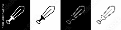 Set Sword toy icon isolated on black and white background. Vector
