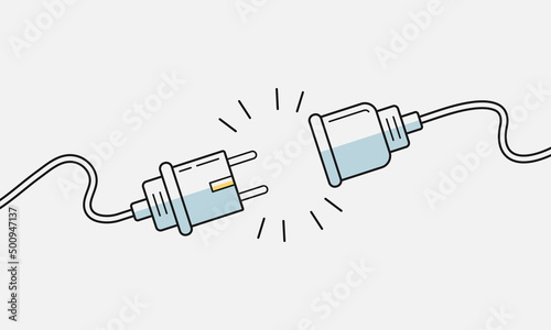 Power plug with wire and socket symbol. Vector illustration EPS 10 photo