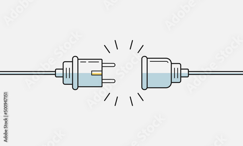 Power plug with wire and socket symbol. Vector illustration EPS 10