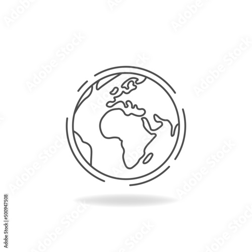 Planet earth globe icon in linear style. Vector EPS 10