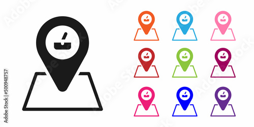 Black Picnic location icon isolated on white background. Set icons colorful. Vector