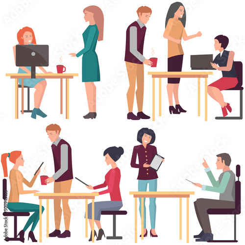 Businesspeople have project strategy planning meeting. Teamwork with business plan, creating new creative project. Meeting to discuss starting business. Colleagues discussing work in entrepreneurship