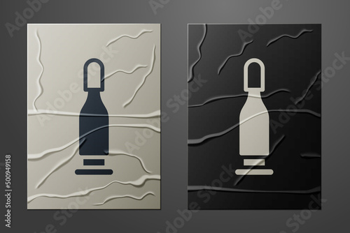 White Bullet icon isolated on crumpled paper background. Paper art style. Vector