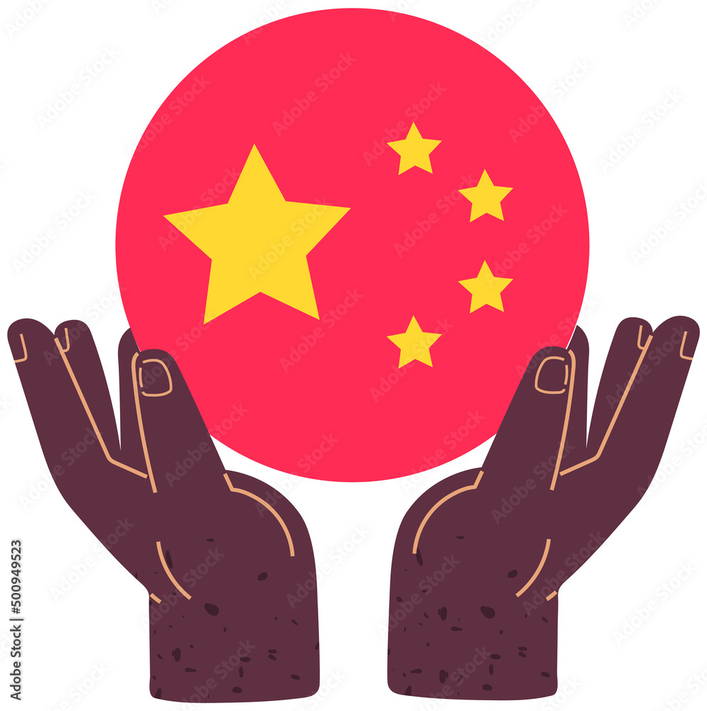 Hands Hold Round Flag Of China Symbolism Traditional Symbol Of