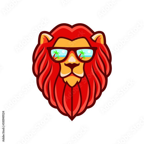 Cool lion mascot. Traveler illustration