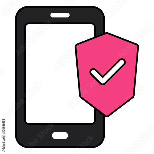 Conceptual flat design icon of mobile security