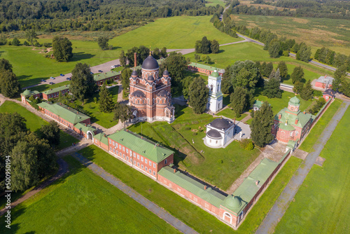 Spaso-Borodinsky Monastery on sunny summer day. Semenovskoye village, Moscow Oblast, Russia. photo