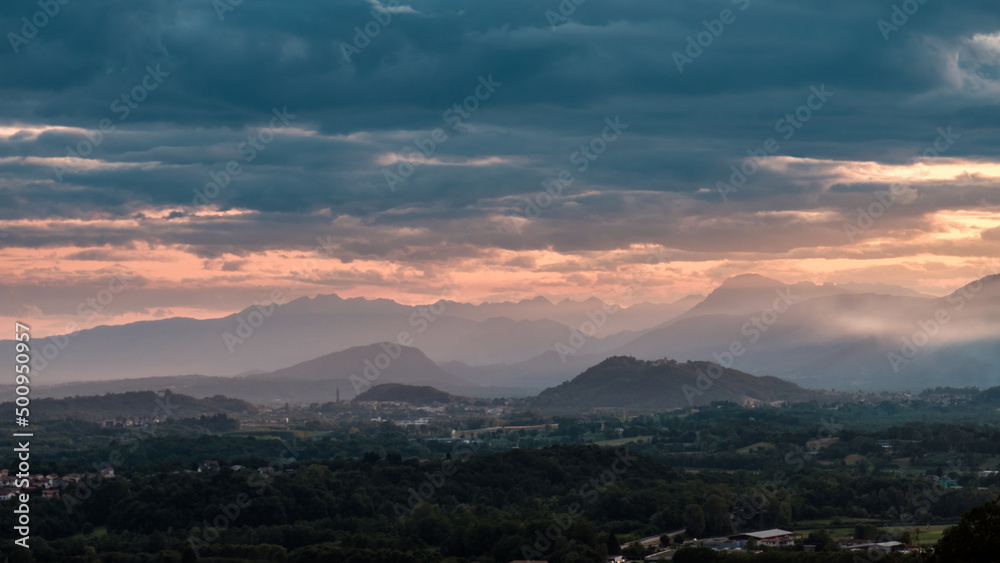 Stormy sunset in the italian countryside
