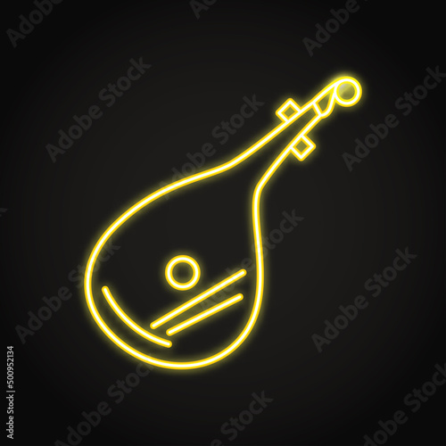 Ukrainian bandura instrument neon icon