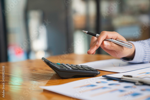 Bild auf Leinwand Business analyst team checking in financial statement for audit internal control system