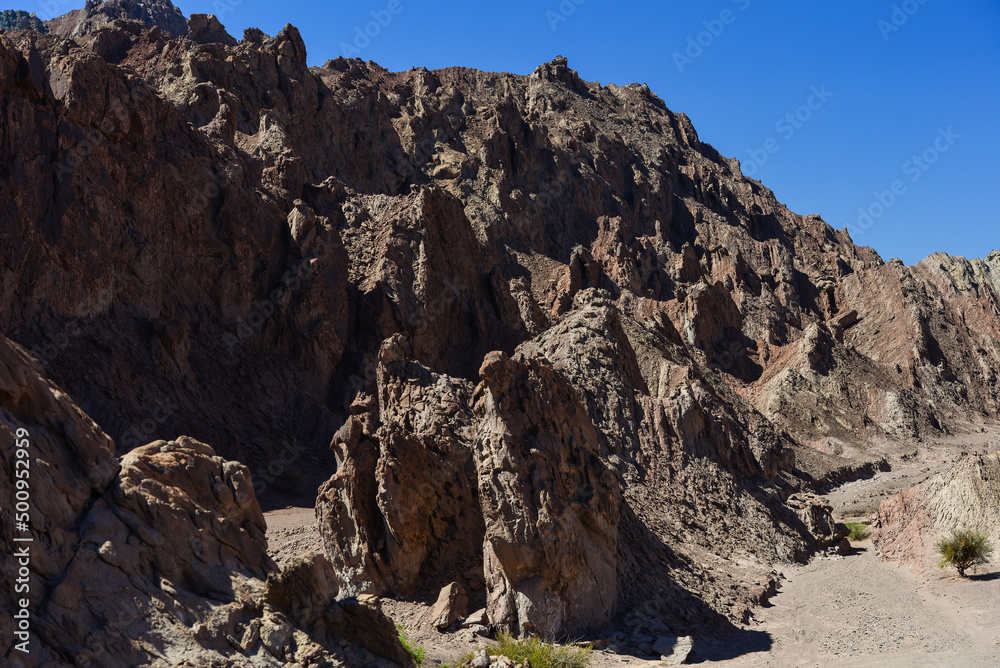 Jagged hills on the way from Fiambalá to the Paso San Francisco mountain pass, Catamarca province, Argentina