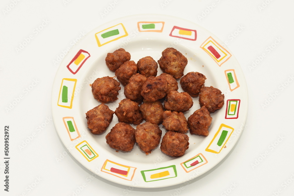 meatballs,chiftele, on a  white plate