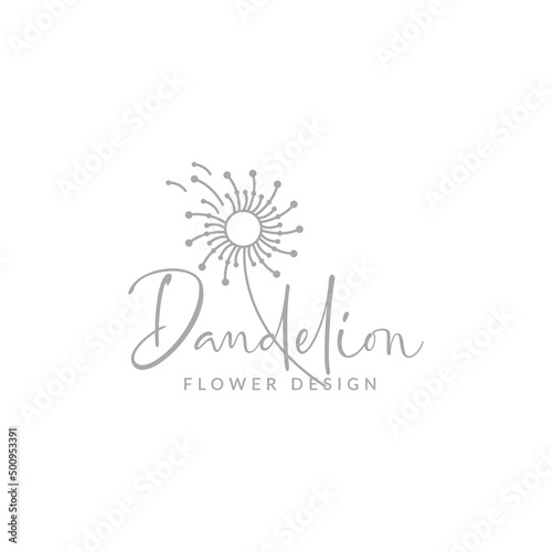 feminine flower dandelion logo design vector graphic symbol icon illustration creative idea