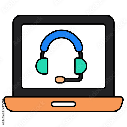 Online helpline icon in flat design