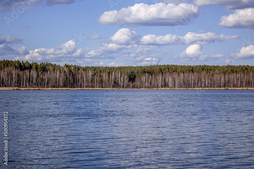 Nizhnevysky Pond on an April and sunny day behind Nizhny Tagil. 2022                                                                                                                       . 2022       .  